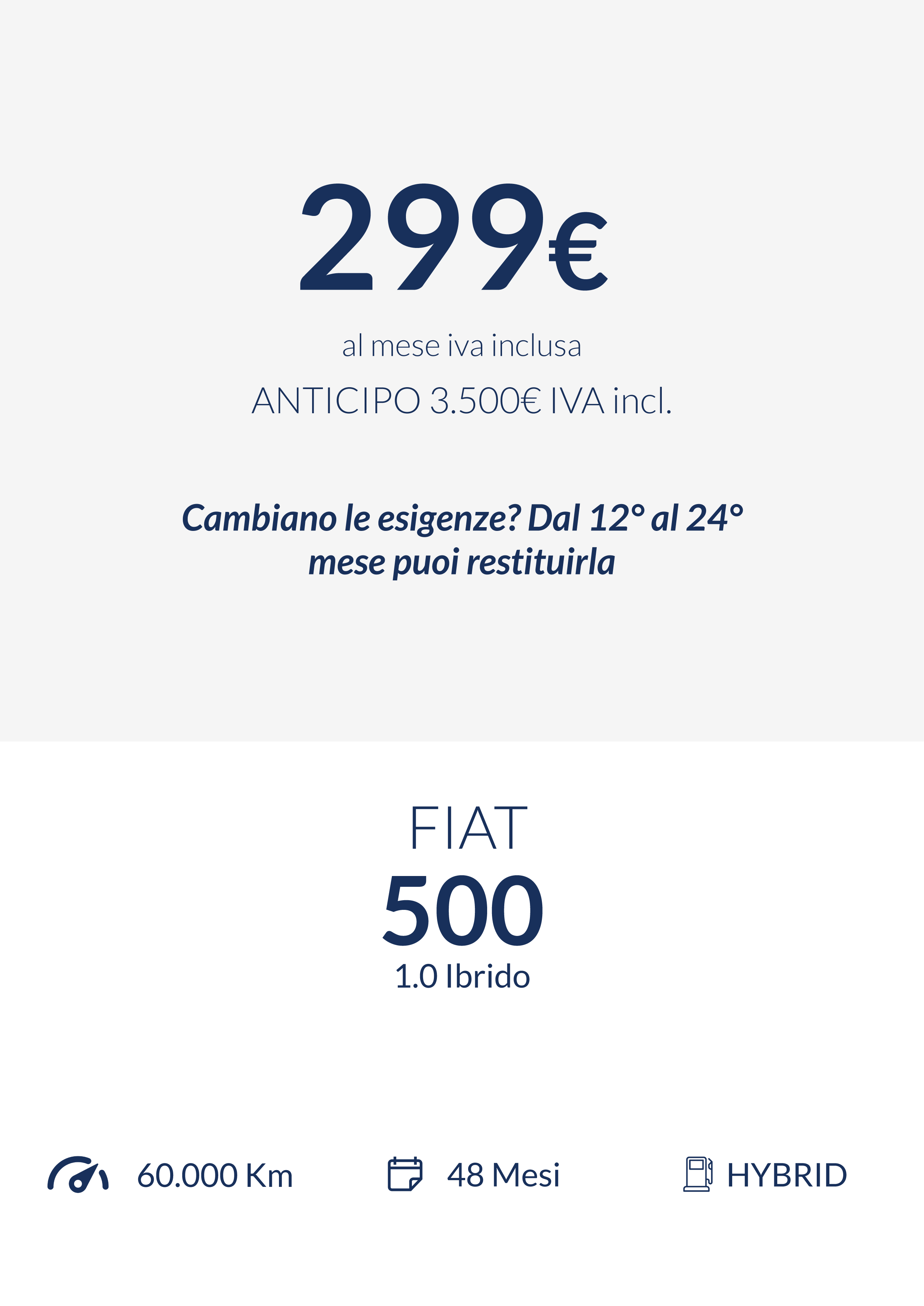 Fiat 500 ibrido a noleggio lungo termine Leasys Padova