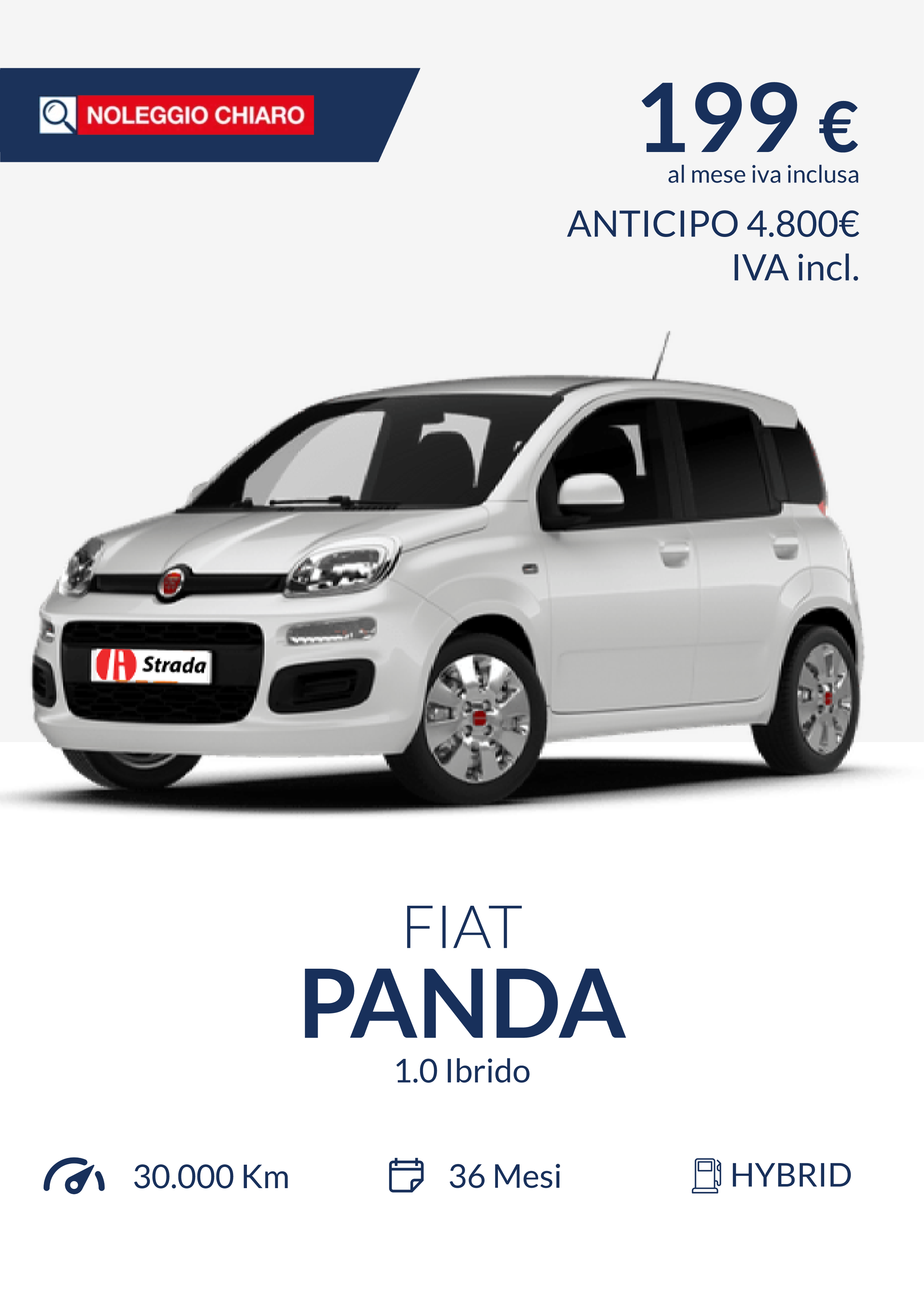 Fiat Panda Ibrido a noleggio lungo termine Leasys Padova